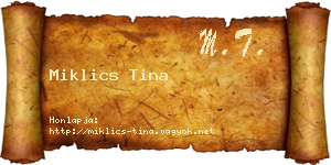 Miklics Tina névjegykártya
